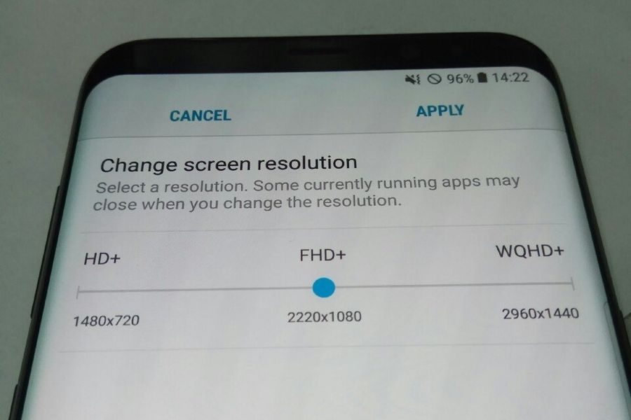 Возможность изменения разрешения экрана Samsung Galaxy S8