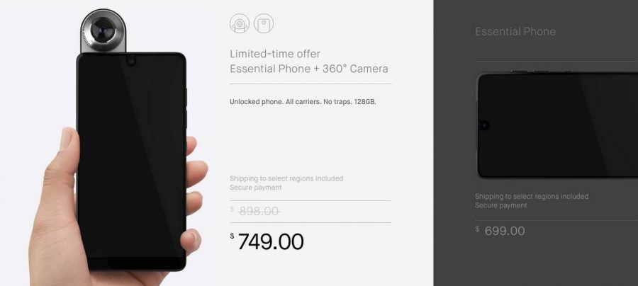 Цена Essential Phone с камерой и без