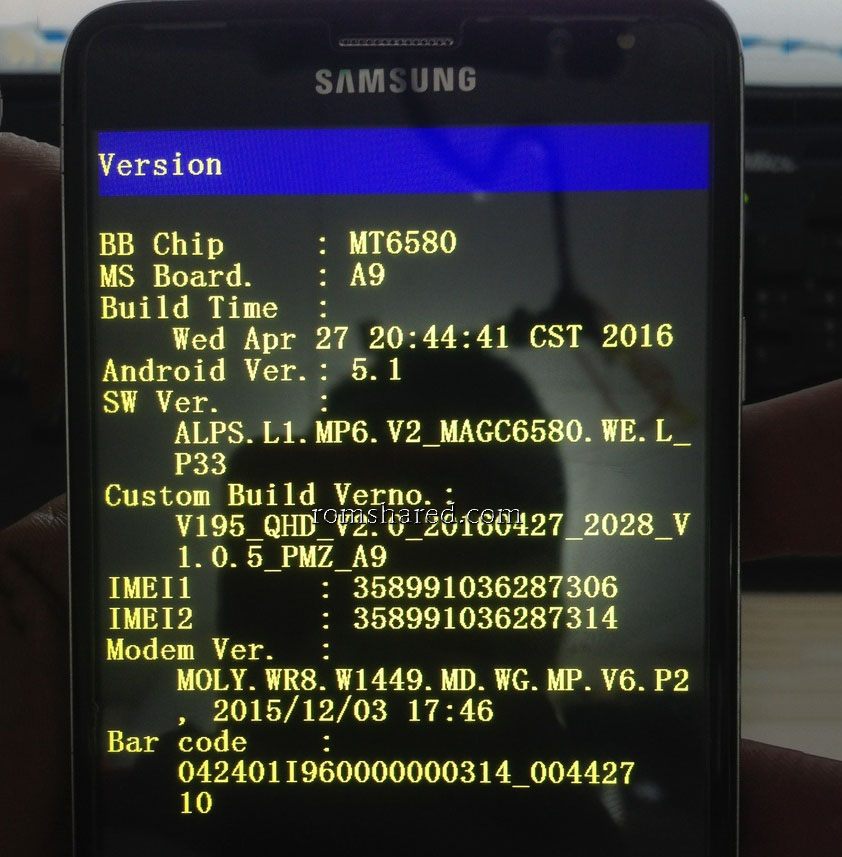 Загрузчик китайской подделки под Samsung Galaxy A9 на базе MT6580